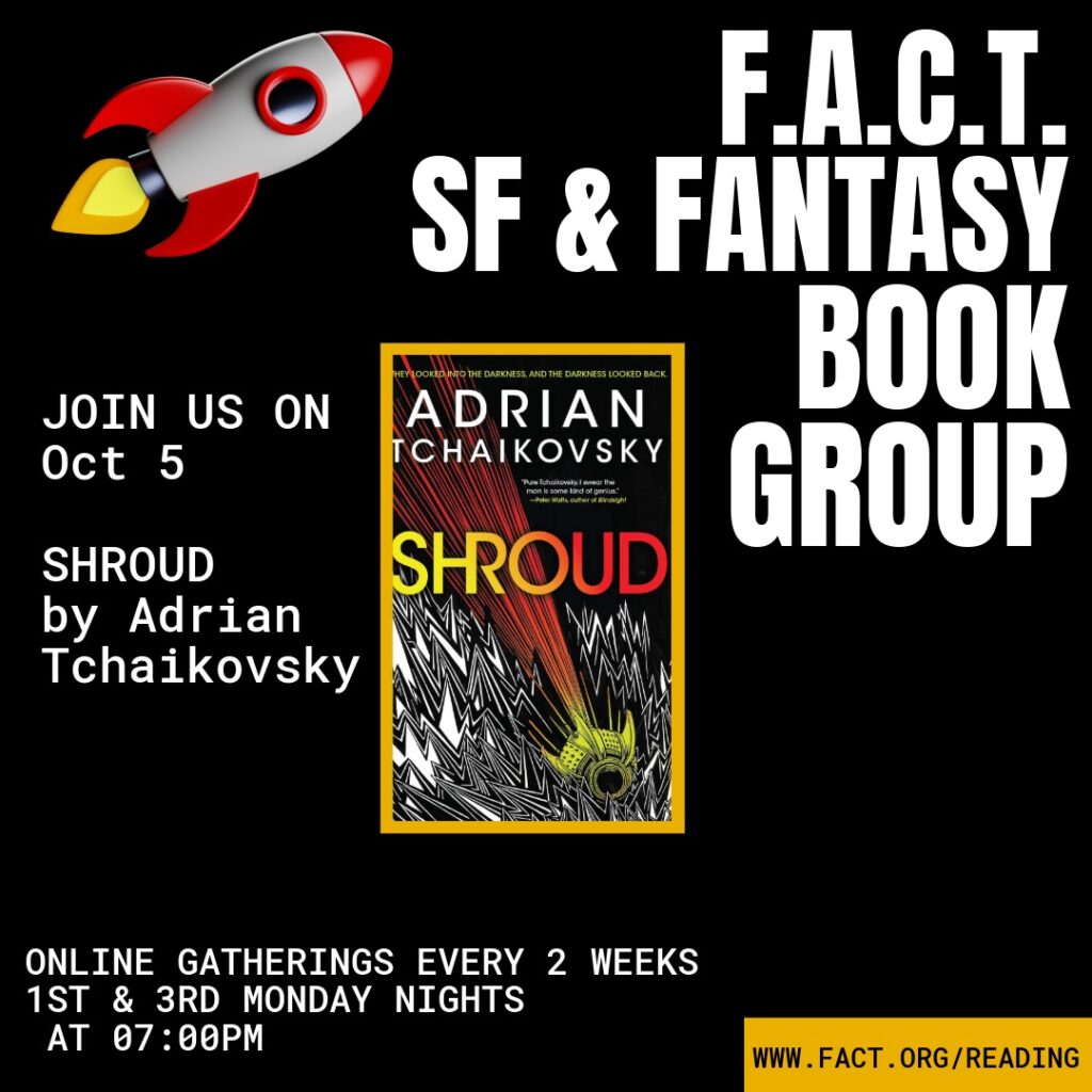 Join Our Book Group’s Discussion of SHROUD on Oct 5! Join Our Book Group’s Discussion of SHROUD on Oct 5!