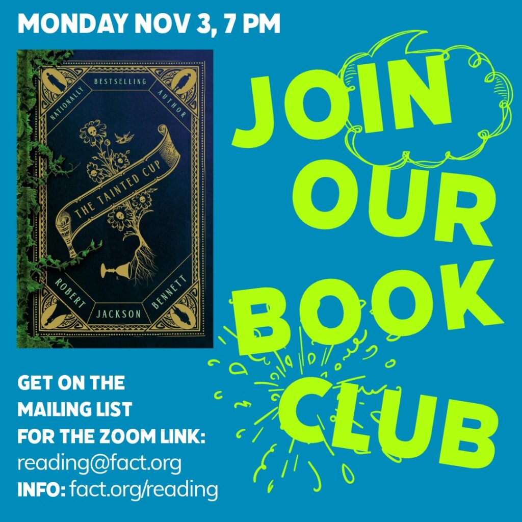 RESCHEDULED! Join Our Reading Group’s Discussion of THE TAINTED CUP on NOV 3 RESCHEDULED! Join Our Reading Group’s Discussion of THE TAINTED CUP on NOV 3